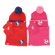 Minnie Mouse Hat, Snood and Gloves - Pink / Red